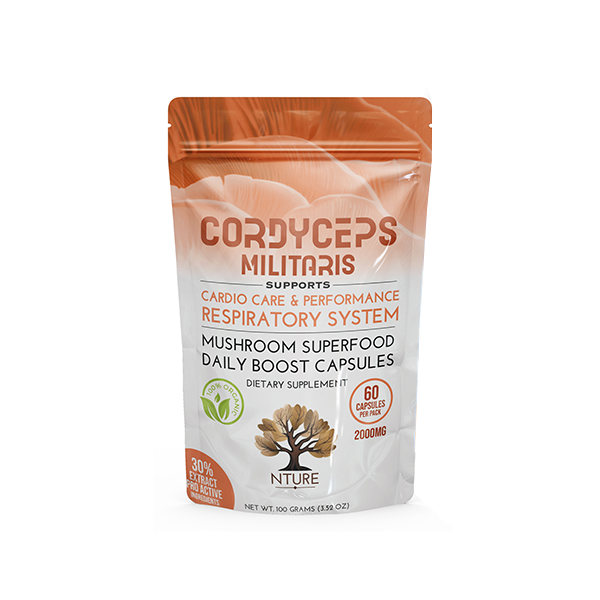 Athletic Performance, 2000mg Cordyceps Militaris Mushroom Capsule - 60 Caps, Respiratory Health